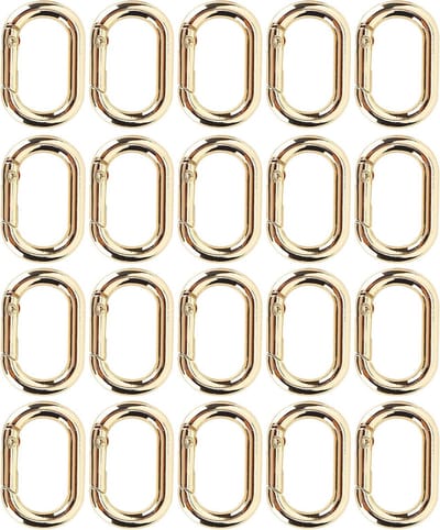 20 Stuks Oval Spring Buckle Carabiner Sleutelhanger 23mm Bevestiging voor Tassen, Portemonnees en Harnassen (Goud)