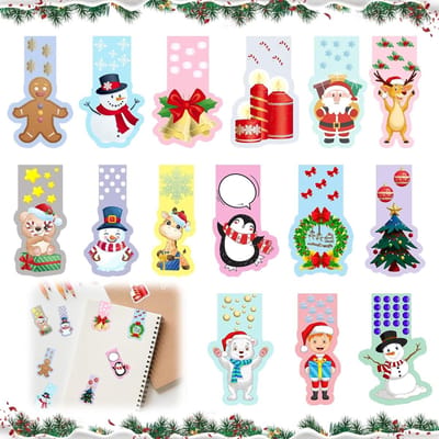 Kerstmagnetische Boekenleggers voor Kinderen, 30 Kleurrijke en Persoonlijke Boekenleggers met Kerstmotief voor Leuke Cadeaus en Leesplezier