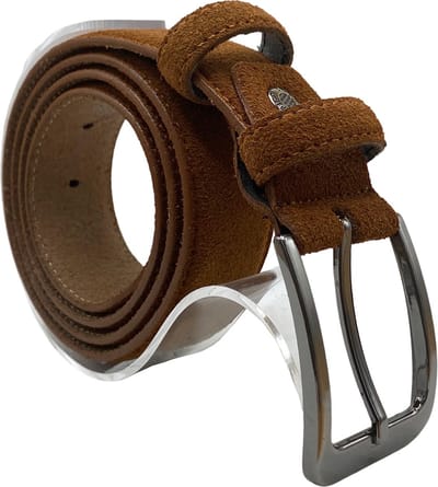 Riem Heren - Riem Dames - 3.5 cm - Bruin Suede Leer - Totale Riem Lengte 110 cm (Taillemaat tot 90 cm)