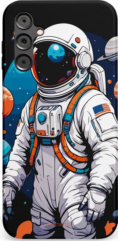 Casetastic Hoesje Geschikt voor Samsung A14 (5G/4G) - Stijlvolle Beschermende Duo-layer Case - Astronaut in space