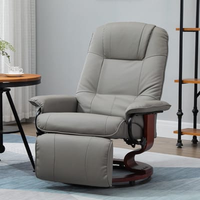 MODFU - Relaxfauteuil - Verstelbare Rugleuning En Handmatige Voetsteun - Draaibaar - Kunstleer - Grijs - 78 x 87 x 100 cm