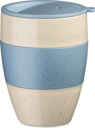 Herbruikbare Koffiebeker, 0.4 L, Natuur Bloemen Blauw, Organic Bio-Circular - Koziol | Aroma To Go 2.0