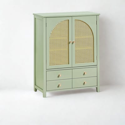 Mosh Stories Schoenenkast - 4 Lades en Verstelbare Planken – Ventilerend MDF Schoenenrek - Opbergmeubel - Buffetkast - Dressoir