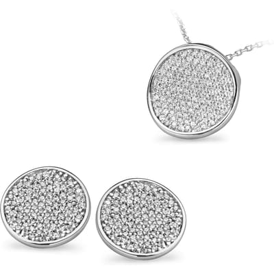 Orphelia Dames 925 Sterling Zilveren Set: Ketting-Hangertje + Oorbellen - Zilver SET-5086