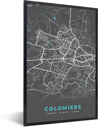 Fotolijst incl. Poster - Colomiers - Frankrijk - Stadskaart - Kaart - Plattegrond - 40x60 cm - Posterlijst