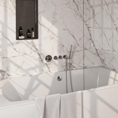 Brauer Chrome Carving Thermostatische Inbouw Badkraan Badvulcombinatie - Staaf - Doucheslang - Wandaansluitbocht - Handdouche - Chroom