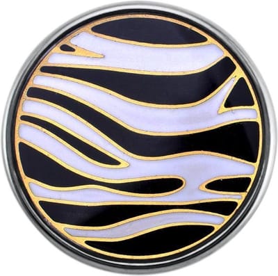 Quiges - Dames Click Button Drukknoop 18mm Zebra Patroon - EBCM342