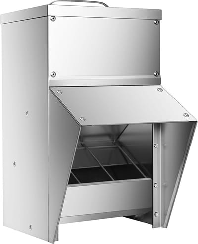 Gevogelte voederbak - Kippen voerdispenser - Voedsel verstrekken - Weerbestendig metaal - 52 kg capaciteit - Metaal