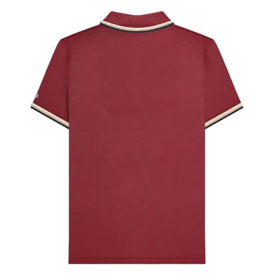 Lambretta Herenpoloshirt met drie punten (Bourgondië/Crème/Navy)
