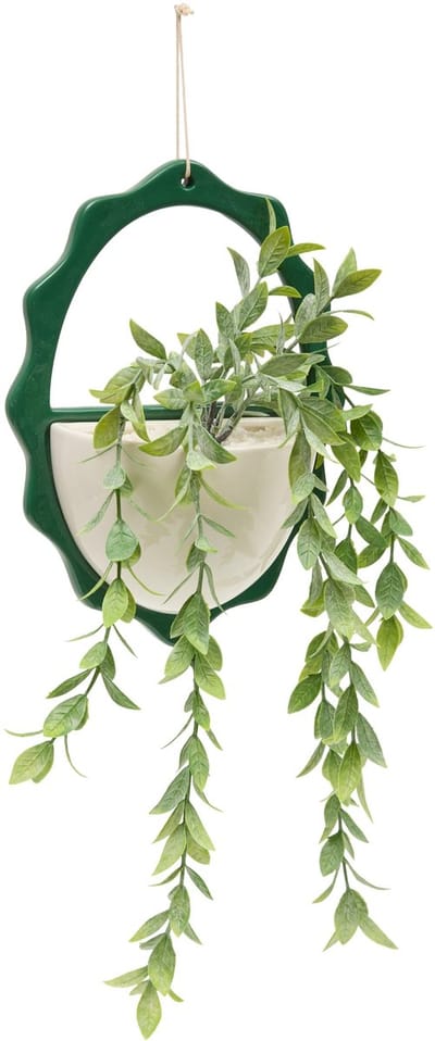 Atmosphera Kunstplant Hangplant Chéri met keramieken pot - 20x9x52cm - Wit