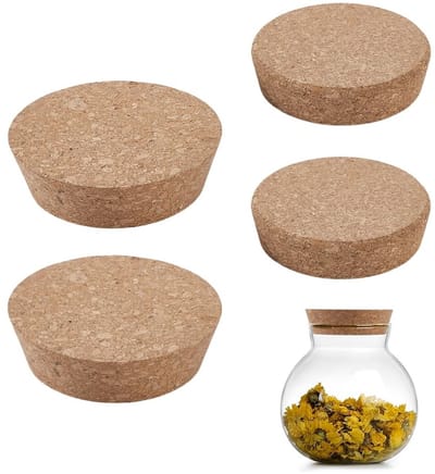 Dailygoods- Kurkflesstoppen Set van 4 - Grote Maten 70-92 mm - Natuurlijke Kurk - Afdichten Potten/Flessen - Thuisbrouwen - Doe-het-zelf Projecten - Kurkstop