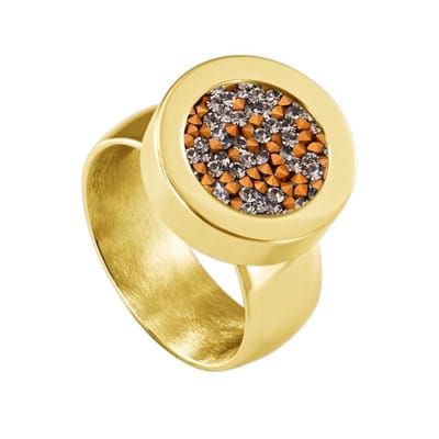Quiges RVS Schroefsysteem Ring Goudkleurig Glans 16mm met Verwisselbare Zirkonia Transparant Goudkleurig 12mm Mini Munt