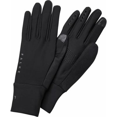 FALKE Gloves brushed Vinger met touchscreenfunctie katoen sporthandschoenen unisex zwart - maat S-M