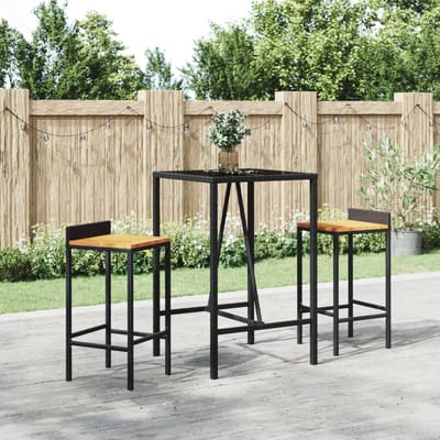 vidaXL - Bartafel - met - glazen - blad - 70x70x110 - cm - poly - rattan - zwart