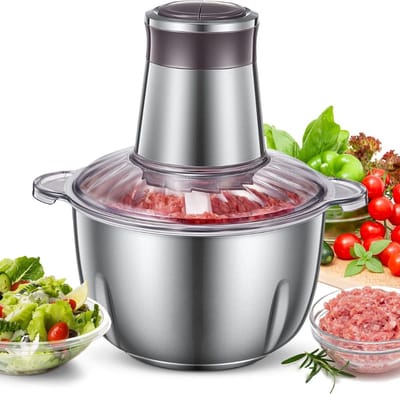 DailySupplies® Elektrische Groentesnijder Multifunctioneel - Vleesmolen - Gehaktmolen - Uiensnijder - Zilver