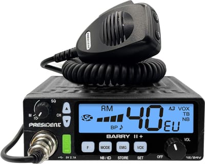 President Barry II Plus uitvoering VOX 12/24V incl. 5 President kanalen CB Mobile
