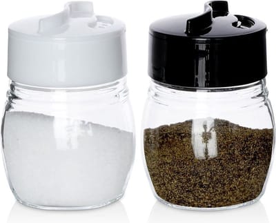 Peper en Zout Vaatje Glas 2 stuks - Stooier - Stel - Zoutvaatje - Pepervaatje - Peperstel en Zoutstel Set - Kruidenpotjes