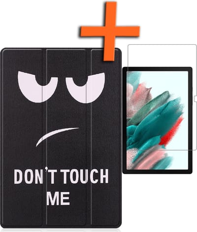 Hoesje - Geschikt voor Samsung Galaxy Tab A8 - Met Screenprotector - Trifold Bookcase - Hard Cover - Hardcover Book Case - Tablet Hoes - Don't Touch Me