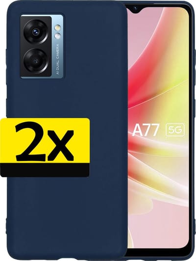 Hoesje - 2 Stuks - Geschikt voor OPPO A77 - Sterk & Shockproof - Case Siliconen - Back Cover - Telefoon Hoes - Telefoonhoesjes - Donkerblauw