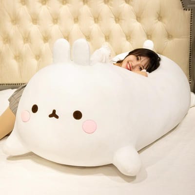 50/80cm Groot Kawaii Knuffelkonijn Pluche Speelgoed Zacht Speelgoed Kussen Konijntje Kinderkussen Poppetje Verjaardagscadeaus voor Kinderen 50cm white