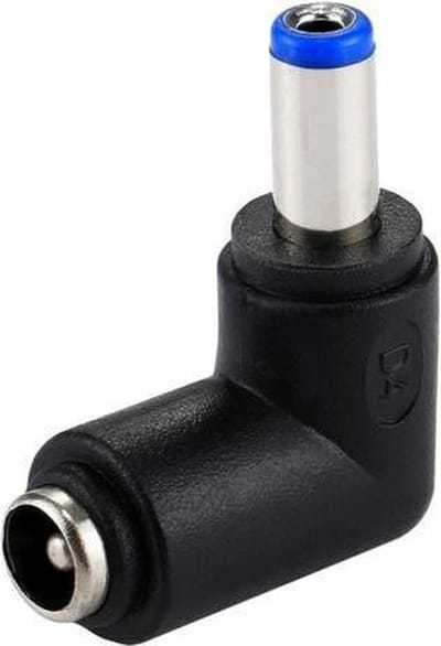 Haakse DC connector - 2.1 x 5.5 - verloop stekker 90 graden