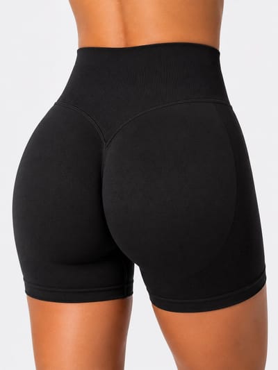 SparkNine Peachlift fitness short - dames - M - zwart - hoge taille - butt lifting - buikcontrole - elastisch - stevig & aansluitend
