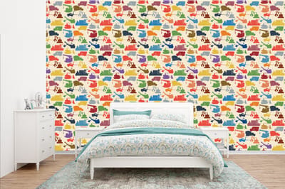 Behang - Fotobehang Patronen - Kraan - Boot - Jongens - Kinderen - Kids - Breedte 385 cm x hoogte 240 cm