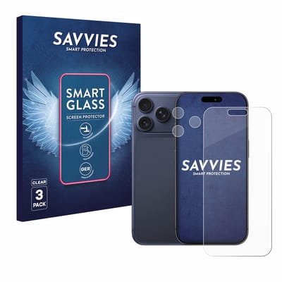 3 Stuks Savvies Screenprotector - geschikt voor Apple iPhone 17 Pro Max (Voor+Camera) - beschermfolie glas transparant
