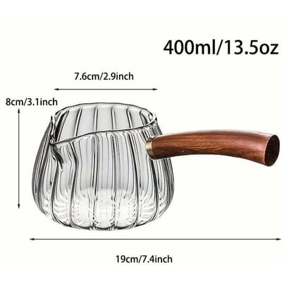 1 stuks Zijhandvat van Hout Hoog Borosilicaat Gestreept Glas Thee Dispenser Eerlijkheidsbeker Chahai Kung Fu Theeset 400ml white
