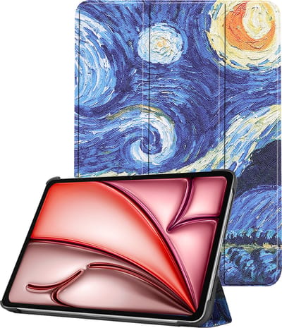 Hoes - Geschikt voor Apple iPad Air (2024/2025/2026) - 11 inch - Dun & Stevig - Trifold Bookcase - Hard Cover - Hardcover Book Case - Tablet Hoesje - Sterrenhemel