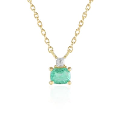 Cavill - Halsketting 18K Goud Verguld - 925 Sterling Zilver - Colombiaanse Smaragd 0,29 ct & Princess Zirkoon 0,075 ct - Luxe Dames Sieraad 45 cm