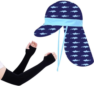 NTHProducts - Zonnebeschermingshoed - Kinderen - Lichtgewicht en ademend - Navy blauw - Inclusief hondenbescherming - Perfect voor het strand - 1 stuk