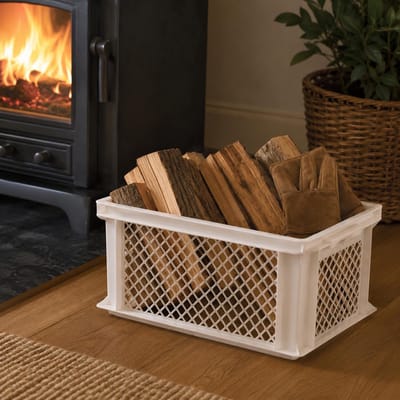 Bellatio Design opbergbox - 2x - opbergkrat - wit - 40 x 30 x 22 cm - kunststof - open structuur - opbergers - kisten - garage/zolder