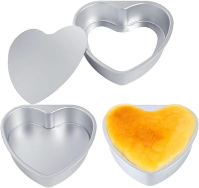 Hartvormige Cakevormen - Bakvorm Set - Feestelijke Taarten Maken - Afneembare Bodem - 25 cm - Zilver