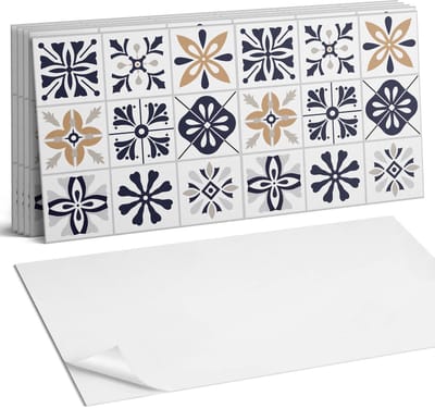 Coloray Plaktegels - Decoratieve patronen in tegels Wandtegel Zelfklevend - 60 cm x 30 cm - Marine Plaktegels - 6 stuks - Rechthoek PVC Tegels - Plaktegels Keuken - Zelfklevende Vloertegels Badkamer - Vinyltegels Vloer Zelfklevend - Portugese Tegels