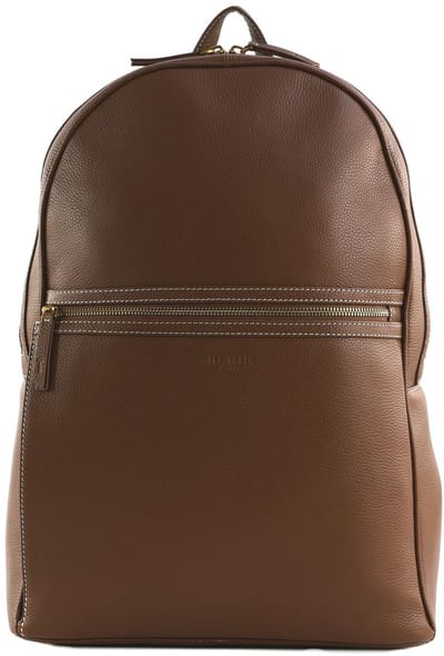 Ted Baker Leren vrijetijdsrugzak rugzak met laptopvak Silvio Pebbled Leather Backpack Tan bruine
