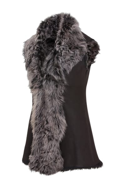 Dames Zwarte Toscaanse Shearling Nappa Leren Schapenvacht Gilet - Parkes
