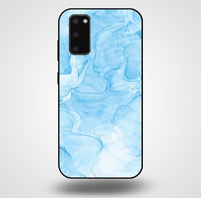Smartphonica Telefoonhoesje voor Samsung Galaxy S20 met marmer opdruk - TPU backcover case marble design - Lichtblauw geschikt voor Samsung Galaxy S20