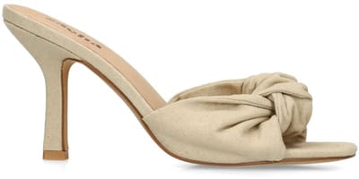 Sacha - Dames - Beige muiltjes met hak en knoop detail - Maat 36