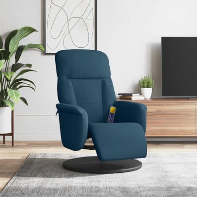 vidaXL - Massagestoel - verstelbaar - met - voetensteun - fluweel - blauw
