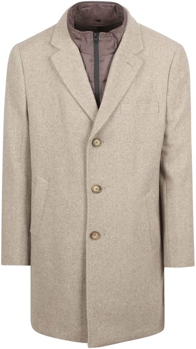 Suitable Coat Wol Twill Sand - Maat 48 - Heren - Mantels & coats