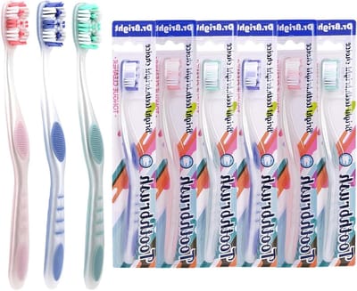 Toothbrush Medium Adults, Medium Toothbrushes for Adults with Ergonomic Handle, Tongue Cleaner, Travel Toothbrush, Assorted Colors, Individual Packaging, Pack of 6