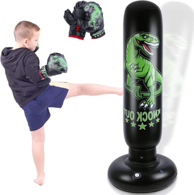 Bokszak voor kinderen van 160 cm met bokshandschoenen, ideaal voor training in karate, taekwondo en MMA, leuk sportspeelgoed met prachtig patroon