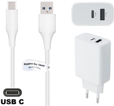 OneOne 25W super snellader met 2 poorten + 1,8m sterke USB C kabel. PD lader. Oplader adapter past op JBL Endurance, Flip 5 / 6, Free 2, GO 3, Jr310BT, LIVE Flex / Free NC + / Pro 2 / Pro_300TWS, LIVE Flex