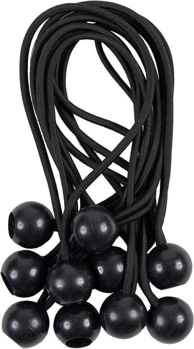 Elastische spanners - Spanbanden met bal - Dekzeil vastzetten - UV en weerbestendig - 10 stuks 17 cm - Zwart