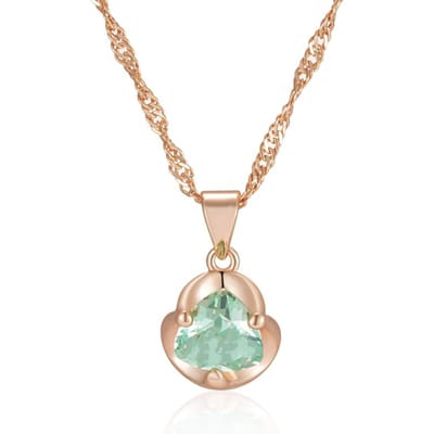 Simple Romantique Vert Zircon Naturel Pendentif Mariage Collier Luxe Couleur Or Rose Bijoux Fins Quotidiens Cadeau Femme beige