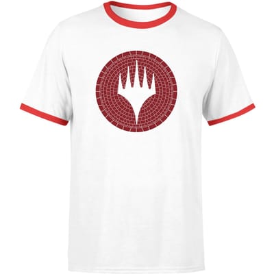 Magic: The Gathering Theros: Beyond Death Planeswalker Symbol Unisex Ringer T-Shirt - White/Red - S