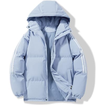 Gestreept Katoenen Jack met Capuchon voor Mannen en Vrouwen, Winterkoppels, Katoen Plus Verdikt Jack voor Mannen 4XL gray