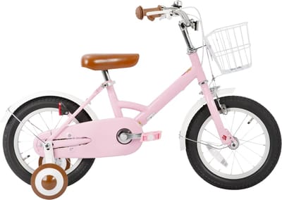 Kinderfiets 30–46 cm – Voor kinderen van 2–8 jaar voor dagelijks gebruik en spel – Met mand, spatborden, volledige kettingkoffer en zijwieltjes – Roze frame