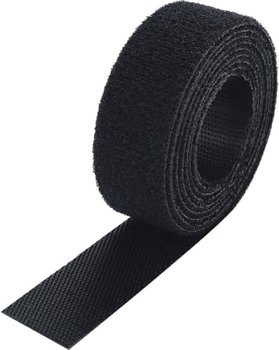 Klittenband, zwart, kabelbinders, met microhaken, 16 mm breed, verschillende lengtes op rol, 16 mm x 8 m